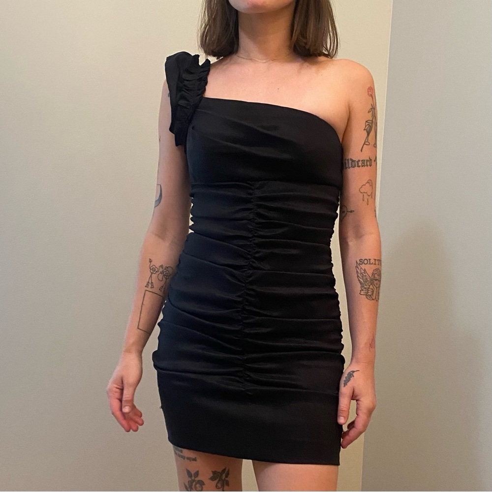 Black Ruched Mini Dress